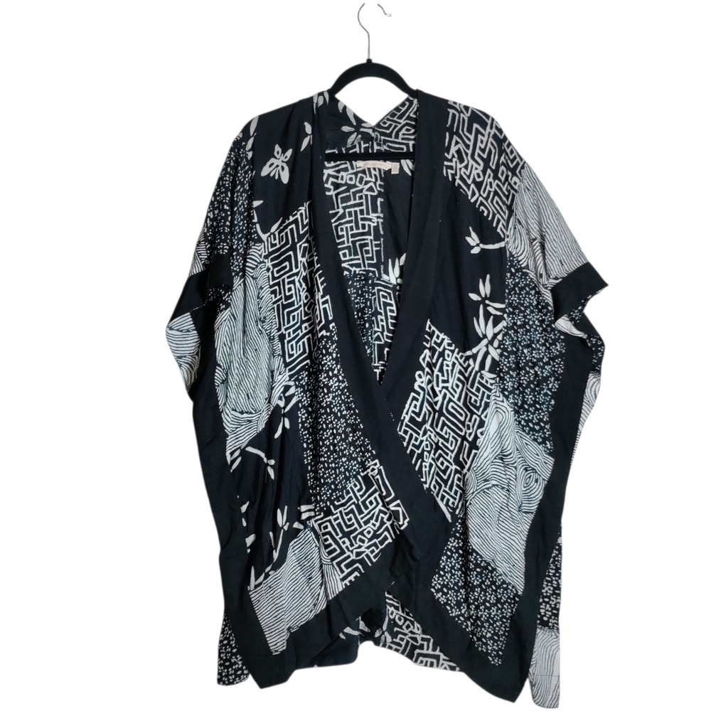 Soft Surroundings Black & White Kimono Cover Up/topper Missy One Size